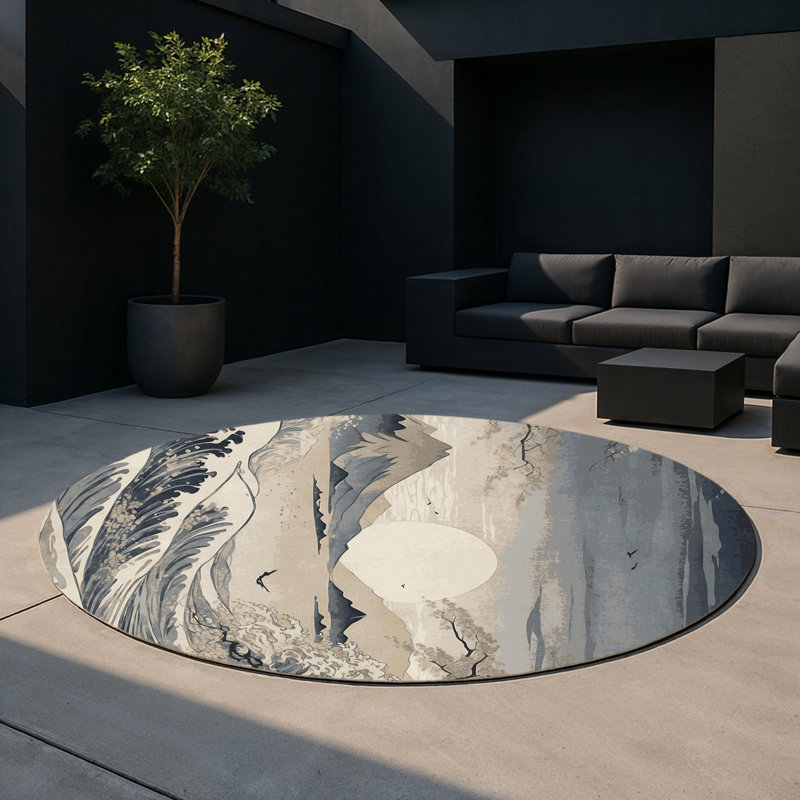 Tapis intérieur et extérieur Sakura Ripple, Rond 5 pi
