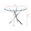 Table de salle à manger ronde contemporaine en verre trempé transparent avec pieds en acier inoxydable à finition argentée