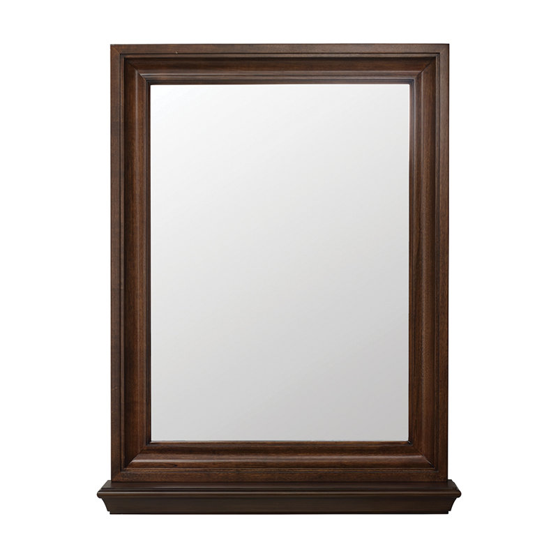 Flat Wall Mirror with Shelves, Dark Walnut