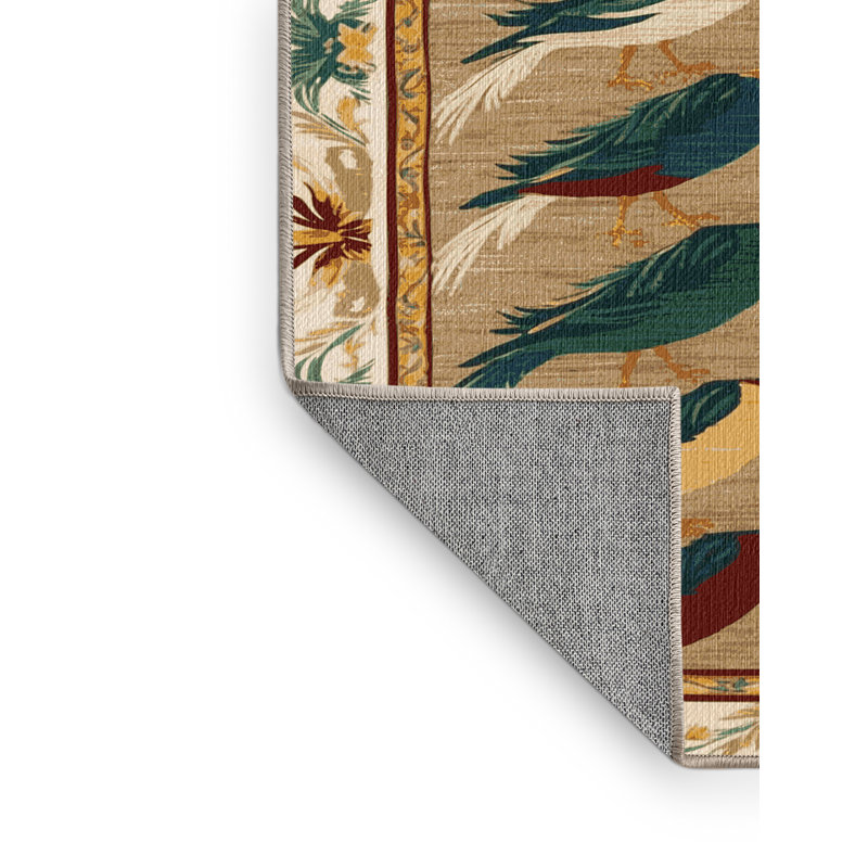  Tapis hawaïen lavable avec paires d'oiseaux, Carré 3 pi