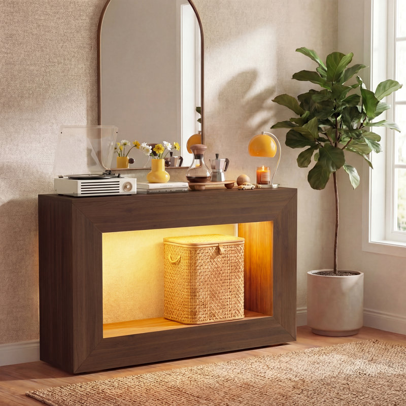 Console 47 po à DEL avec rangement, Brown