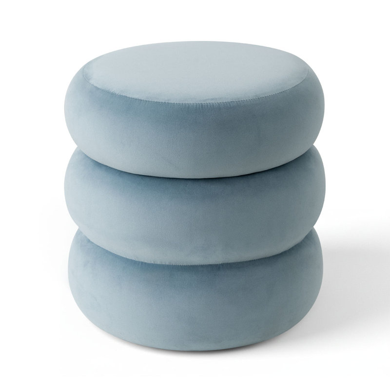 Modern Round Velvet Ottoman With Storage, Blue