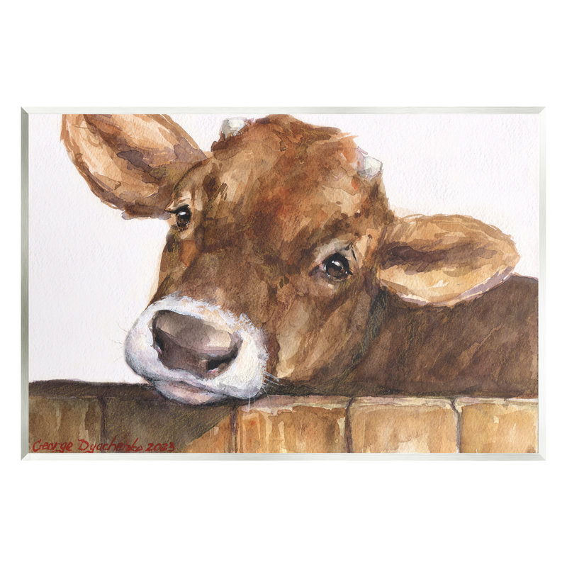 «Bovin Calf Gazing Gazing Art» par GeorgeDyachenkoArt, H 13 po x l 19 po