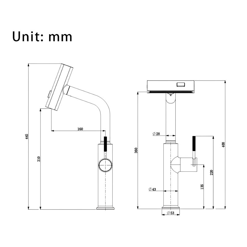 Robinet de cuisine moderne à double jet Pietro