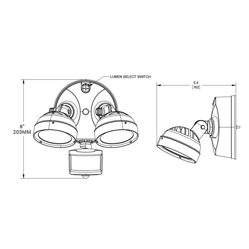2 - Head LED Hardwired Outdoor Security Flood Light with Motion Sensor
