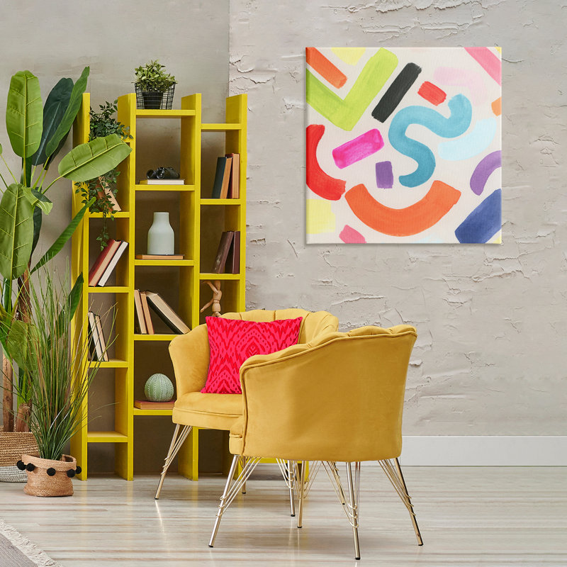 «Retro Squiggle Shapes», art mural sur toile par June Erica Vess, H 30 po x l 30 po
