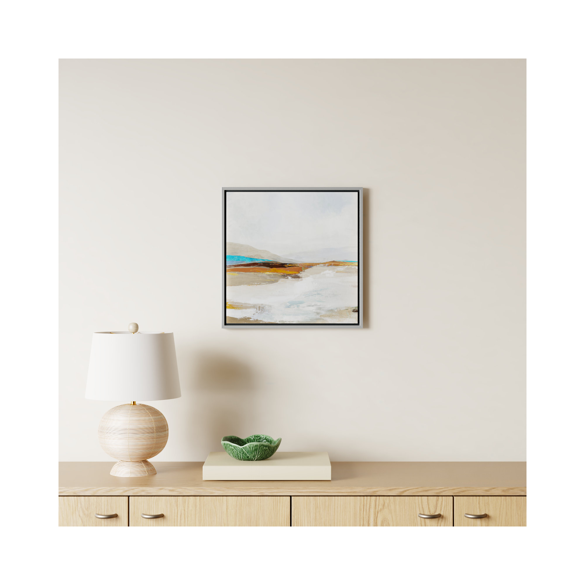 Soft Sea I by Allison Pearce - Floater Frame Print on Canvas, Silver Framed, 17.5" H x 17.5" W