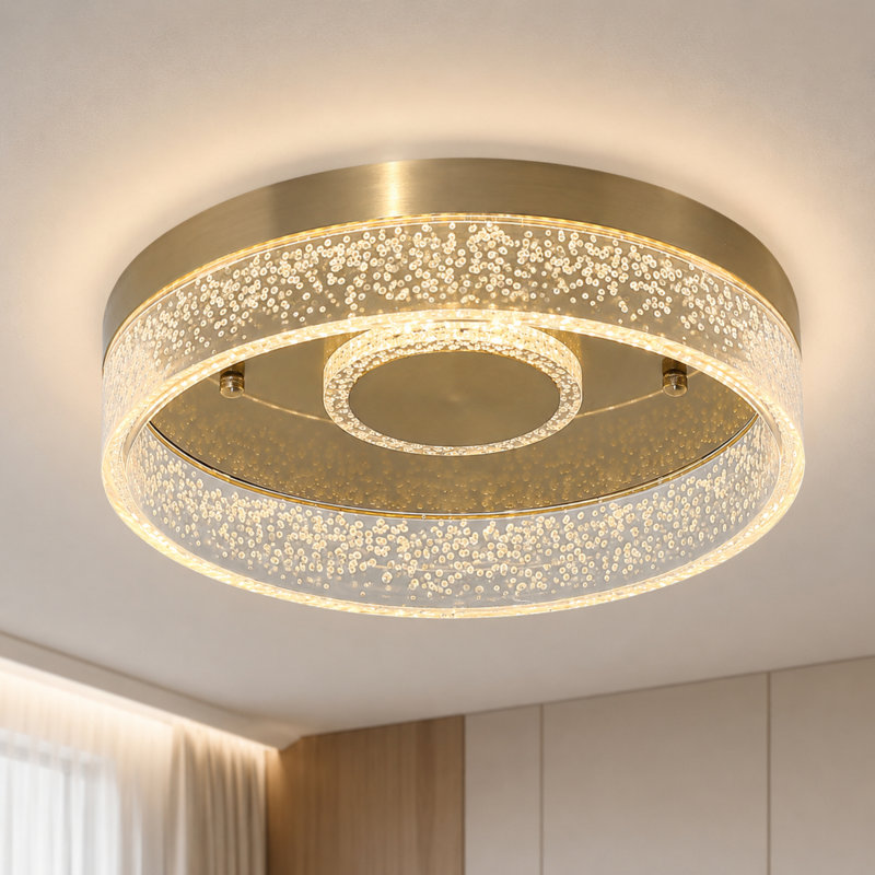 12" Dimmable Integrated LED Flush Mount, Gold