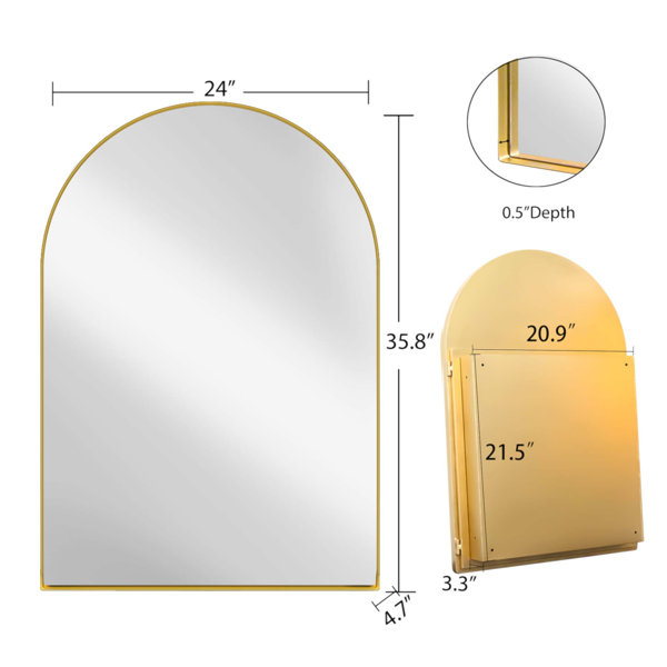 Mercer41 24X36 Inch Arched Recessed Medicine Cabinet, Metal Framed ...