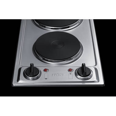Summit CCE211WH 12-inch Wide 115V 2-Burner Coil Electric Cooktop, White  Porcelain Surface, Easy to Clean, Two Coil Burners, 1500 Watts,  Push-to-turn