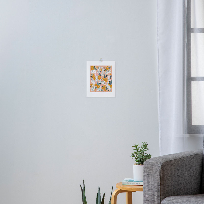 «Cat Coquillette Bunnies Blooms Teal Blush», reproduction d'art encadrée, H 10 po x l 8 po, Ne s’applique pas