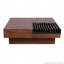 Table basse de rangement en bois d'acacia de 35 pouces au design intemporel et amplement de rangement pour la vie moderne