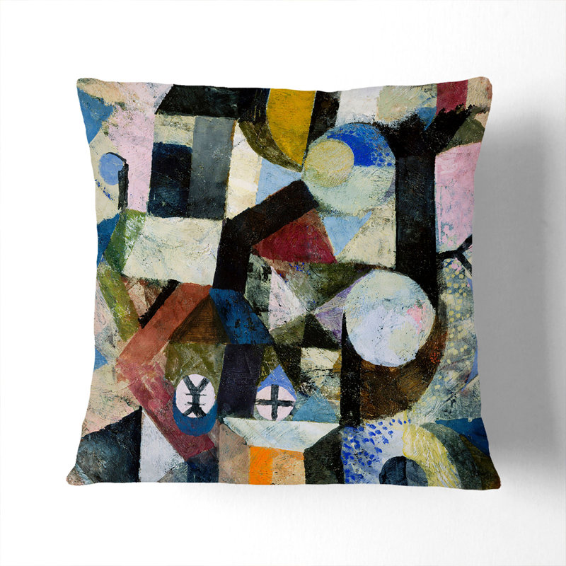 Yellow Half-Moon Square Throw Cushion, Black, 55cm H x 55cm W x 20cm D