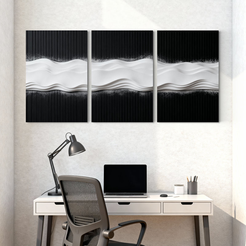 Ensemble de 3 impressions abstraites sur toile, H 18 po x l 36 po
