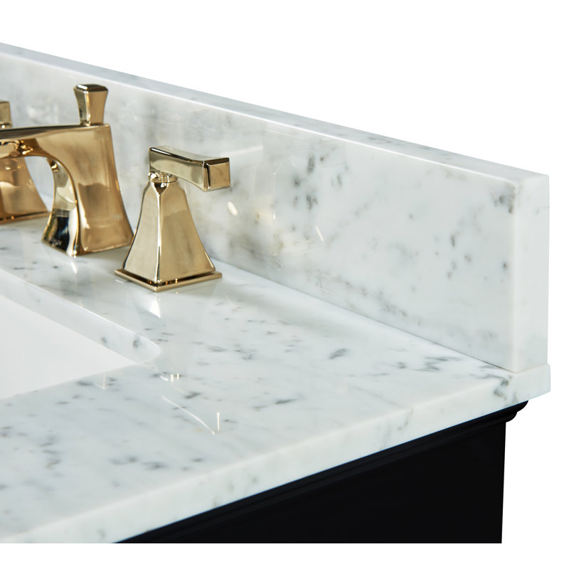 Audrey 48'' W Single Vanity, White/Brushed Nickel, Carrara White Marble