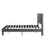 Grand lit plateforme tapissier - gris, assemblage simple avec lattes de bois, aucun sommier requis, compatible avec toutes les formes de matelas, structure de 500 lb avec structure de soutien maximale, revêtement gris