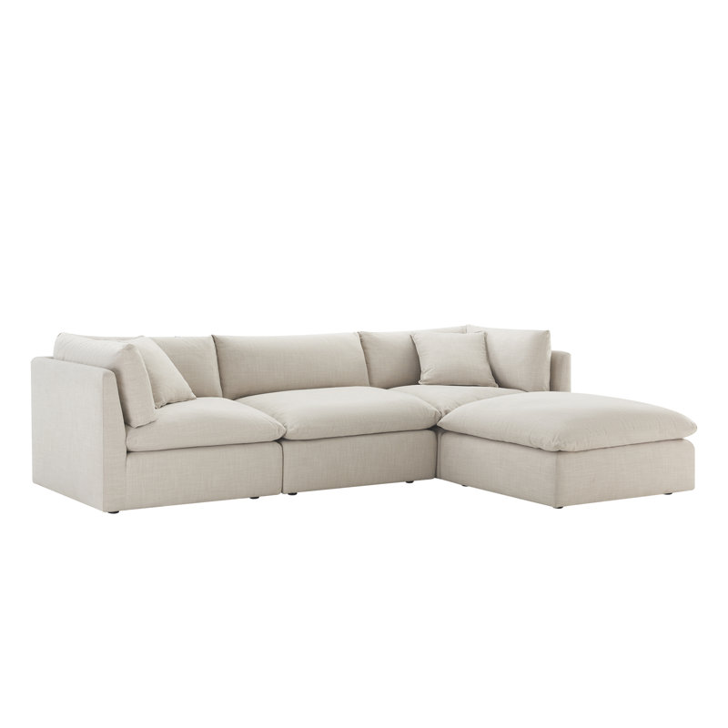 Canapé modulaire rembourré 4 pièces Annabella, Tissage performant en lin Effie