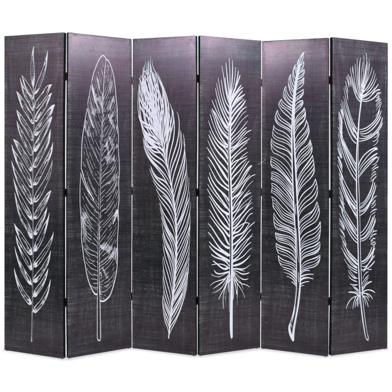 Paravent pliable 89,8 x 66,9 po, plumes, noir