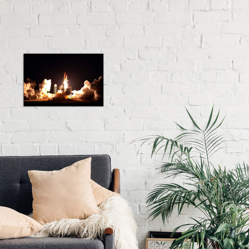 Space Shuttle Endeavour Launch - Floater Frame Print on Canvas, 101.6 cm H x 66.04 cm W, White Framed Canvas