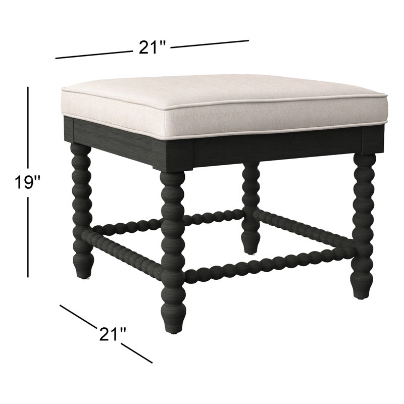 Banc en bois massif Louisa, Sunbrella Beige Pinstripe; 6205-74, Finition bisque