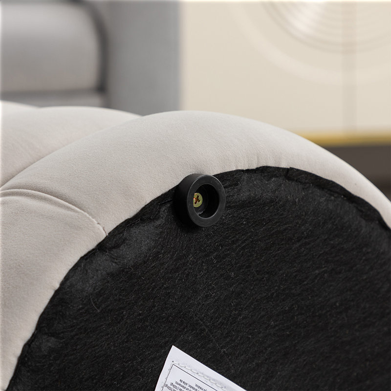 Repose-pieds rond Hasset, repose-pieds rond doux, repose-pieds, Mélange de polyester gris clair