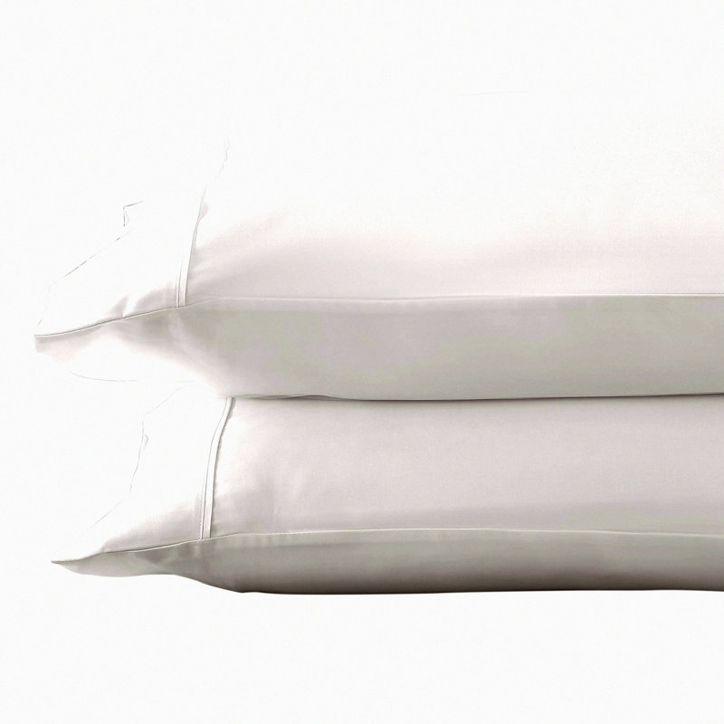 Luxury Sateen Tencel Pillowcase Set - 300 Thread Count Easy Care White Pillow Case Set - Soft & Smooth Lyocell Bedding - Hotel Quality Feel