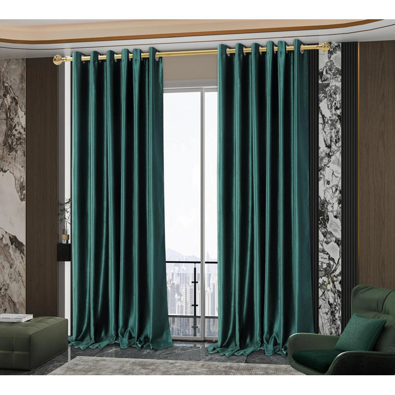 Blackout Curtain Panel Pair, 117cm Width x 137cm Drop, Green