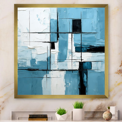 Cubes bleus et blancs sur l'océan - Décoration murale abstraite