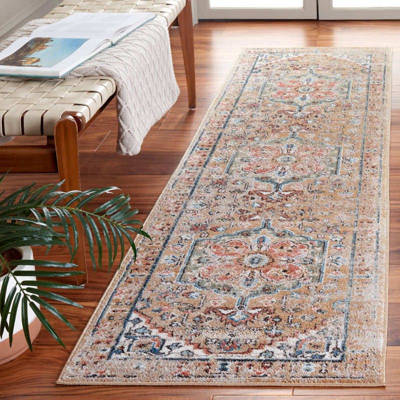 Tapis oriental en polypropylène tissé à la machine Dhru, Tapis de couloir 2 pi 2 po x 8 pi