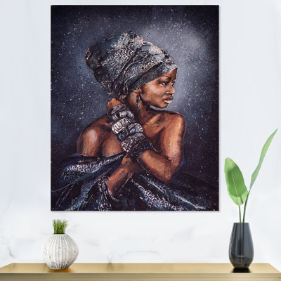 Femme souriante afro-américaine - Art mural sur toile glamour