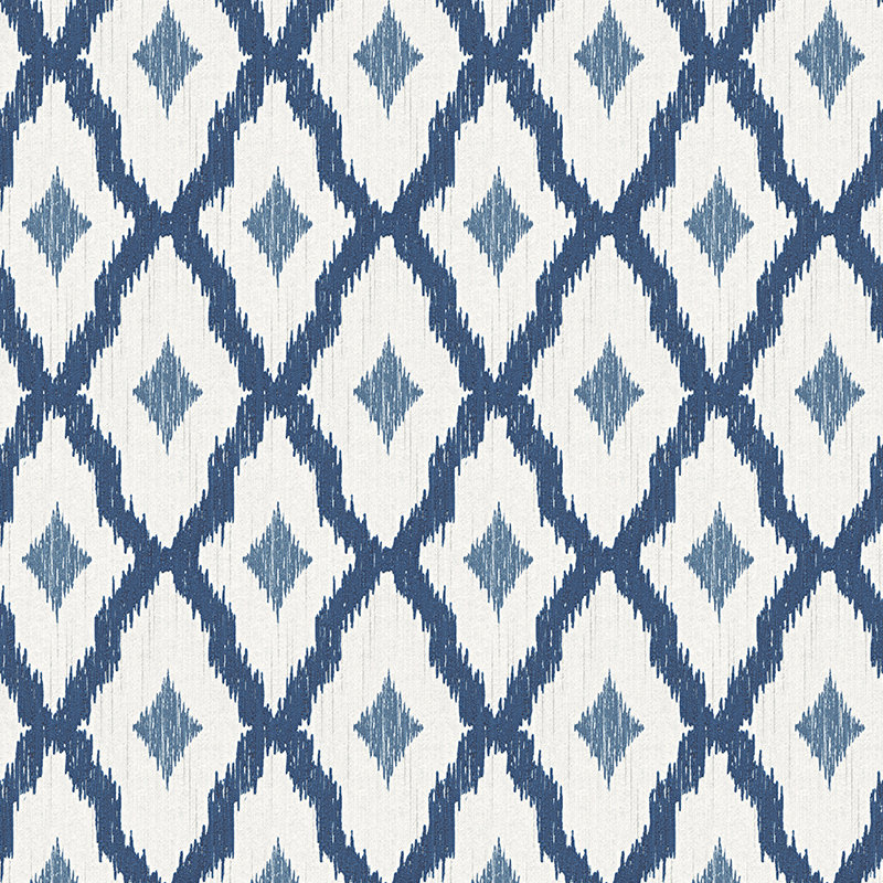 Tessuto 10.05m x 53cm Wallpaper, Blue, white and light blue