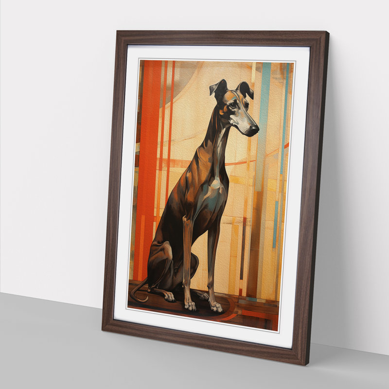 Greyhound Art Deco No.3 - Framed Print