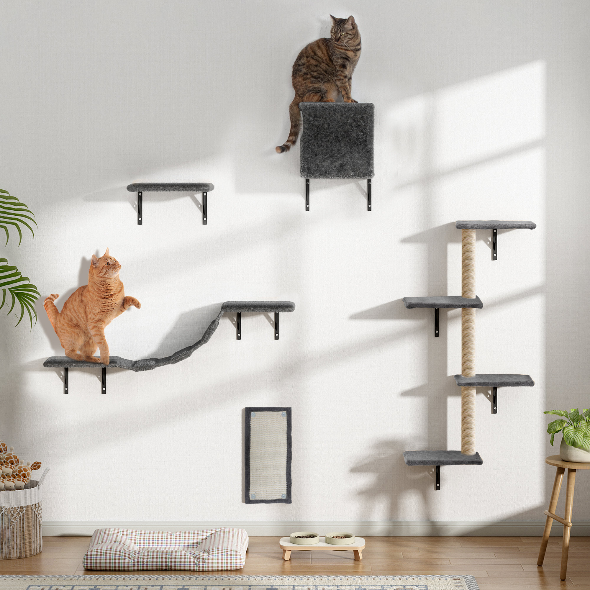 Wall Mount Triple Hooks - Detailed Cats Design