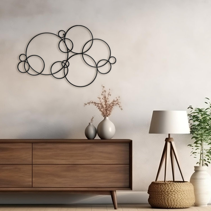 Décoration murale en métal, Noir, H 18 po x l 36 po x P 0,05 po