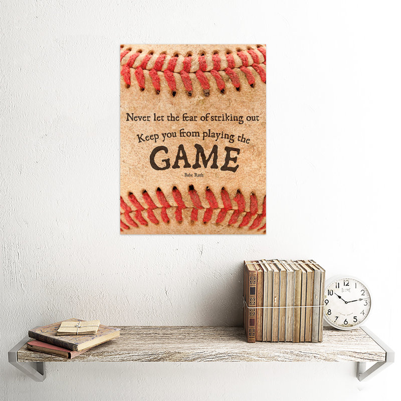 Never Let Fear Baseball Sport Quote Typography Babe Ruth - No Frame Print