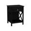 Table transitionnelle 2 avec placage noir, tiroir de rangement et tablette pour la chambre à coucher