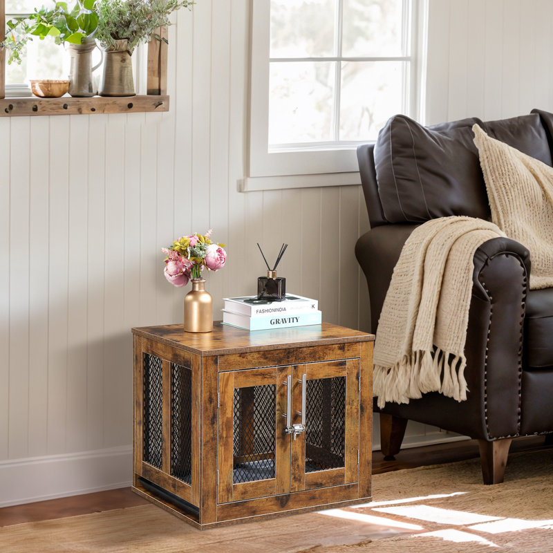 Rotten Wood Color Detachable Melamine-coated Particleboard Single-door Side Table with Tray and Cushion