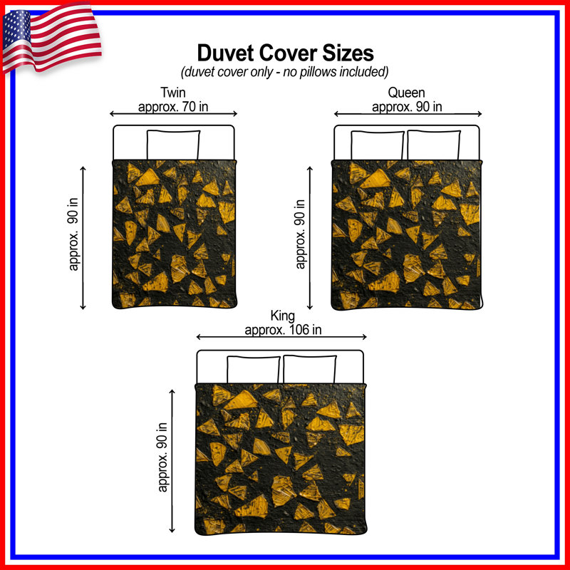 Yellow Triangular Fragments Duvet Covers, King