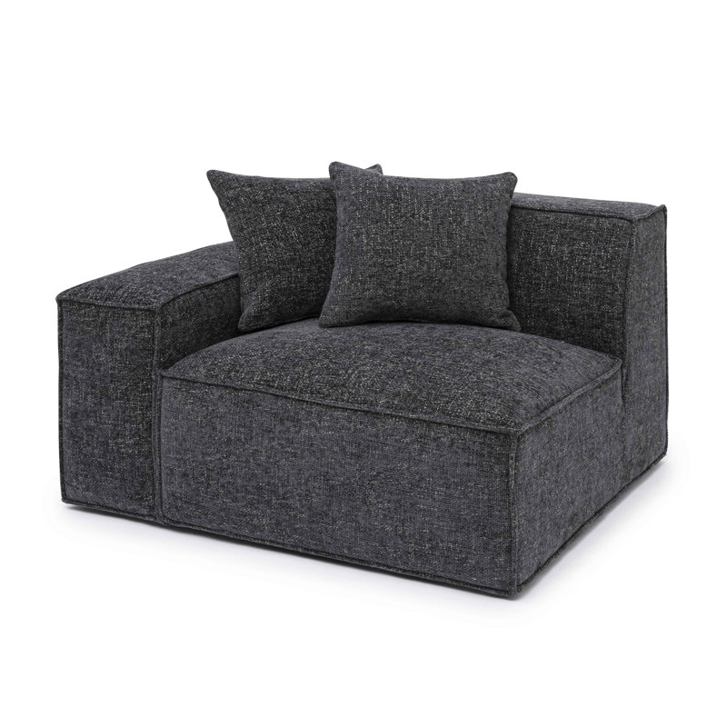 Chaise de coin Cherylee Chenille Basketweave LAF, Chenille gris charbon