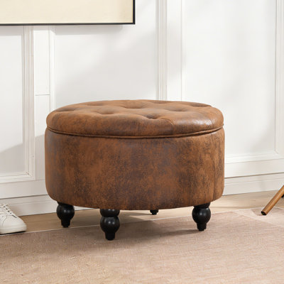 24'' Wide Upholstered Round Storage Ottoman