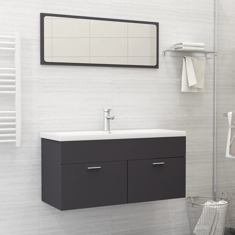 Commode d'appoint à miroir, Gris