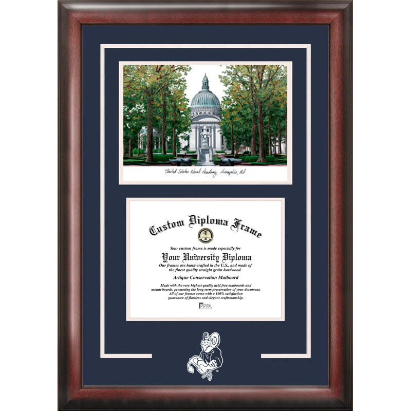 Cadre de lithographie en bleu marine avec images de campus midshipmen NCAA