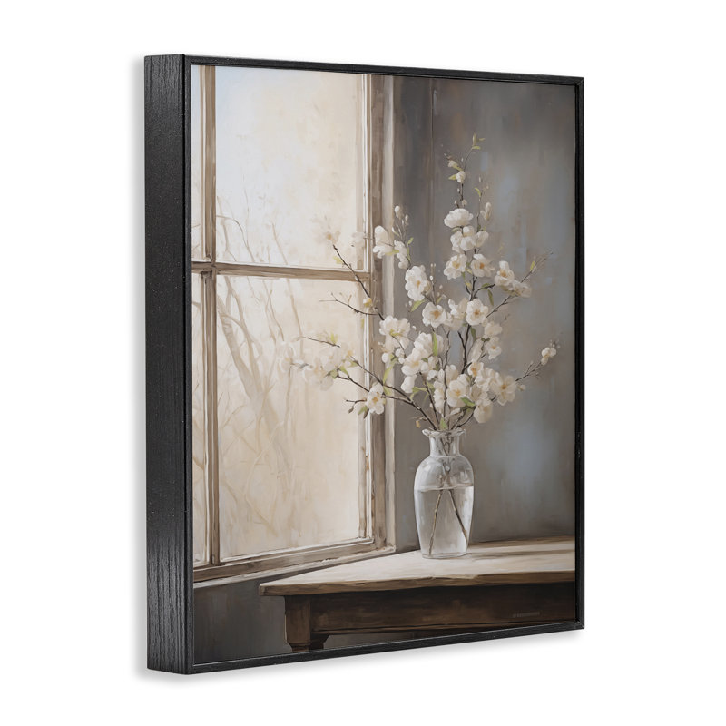 «Spring Arrangement Windowsill Giclee Art» par Arlington Prints, H 14 po x l 11 po, Giclée encadrée noir minuit