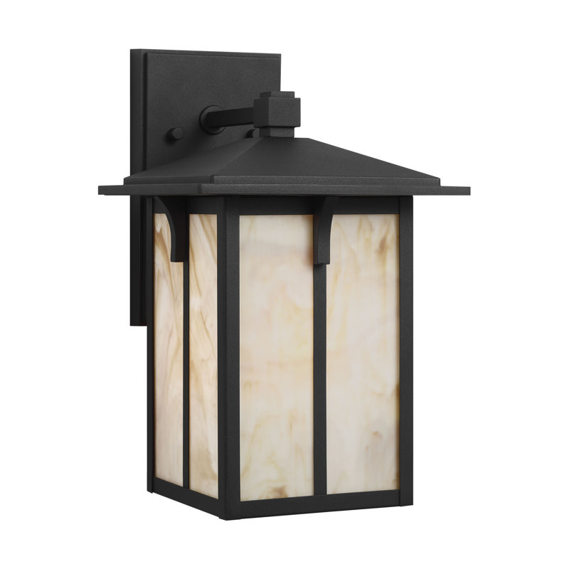 Tomek Medium One Light Outdoor Wall Lantern from Generation Lighting , 14" H x 8.375" W x 9.875" D, Black