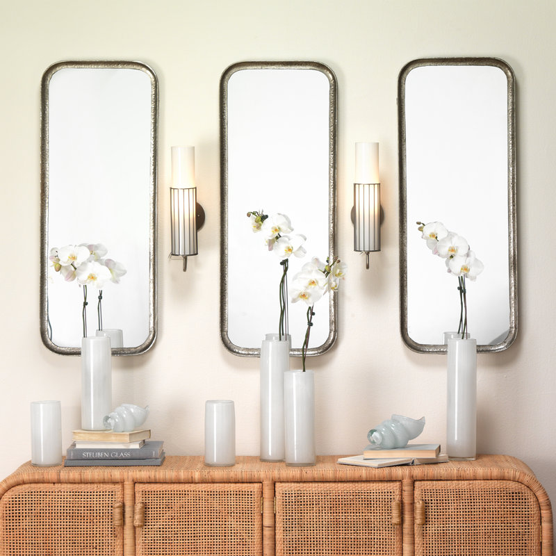 Iron Rectangle Mirror, Silver Leaf, 39.5" x 15.75"