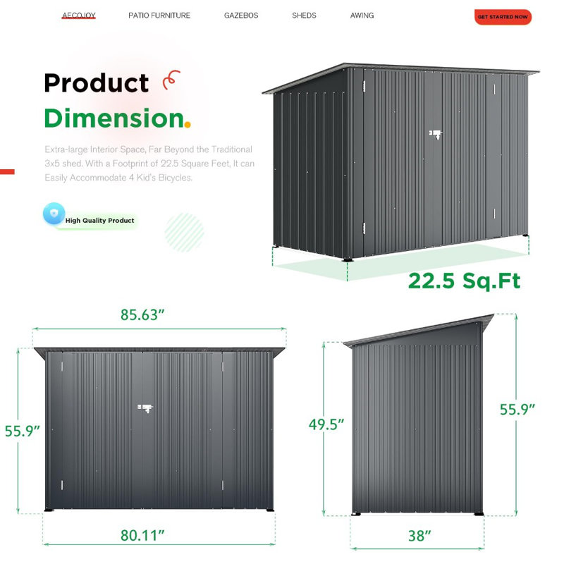 7x3 Shed Bike Storage Shed