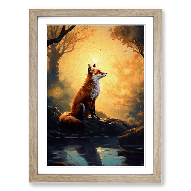 Single Picture Frame Print on Wood, Oak Framed, 34cm H x 25cm W