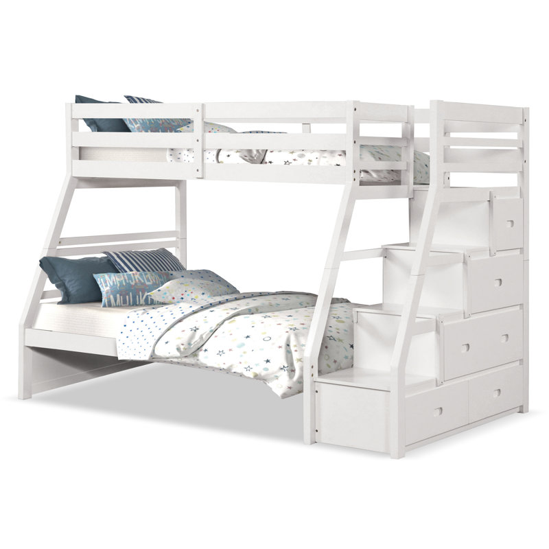 Ian Kids Twin Over Full Bunk Bed with Drawers, White