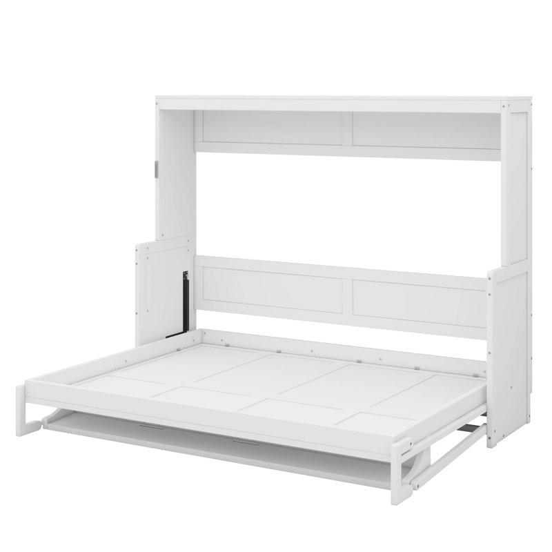 Lit escamotable avancé pleine grandeur avec système de levage hydraulique continu et bureau intégré polyvalent, Lit double