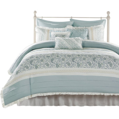 Ensemble de housse de couette en percale de coton 9 pièces Gracie Mills Singleton Shabby Farmhouse